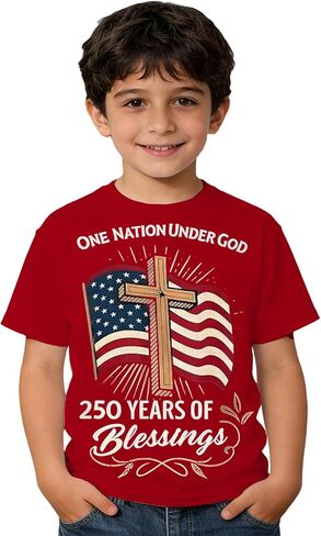 Boys 250 Anniversary USA Shirt Vintage 4th of July American Flag Patriotic Short Sleeve Tops 1776-2026 Tshirt in Saudi Arabia