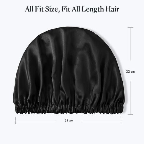 Mommesilk Silk Sleep Cap 22 Momme, Pure Silk Bonnet for Women Adjustable Elastic Pure Mulberry Silk Sleeping Cap Head Cover for Hair Beanies Black in Kuwait