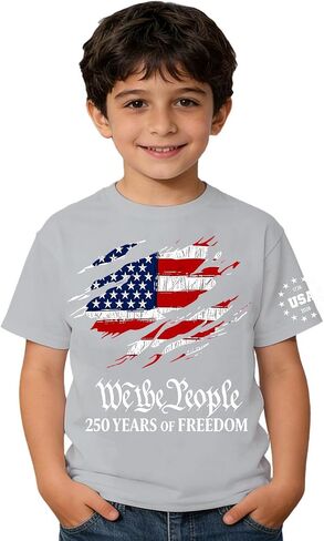 Boys 250 Anniversary USA Shirt Vintage 4th of July American Flag Patriotic Short Sleeve Tops 1776-2026 Tshirt in Saudi Arabia