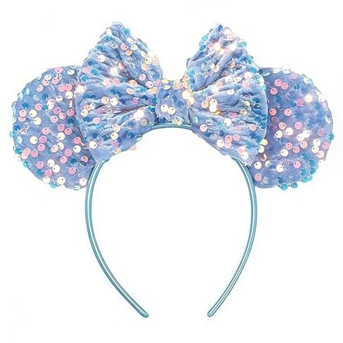 Mouse Ear Headband for Women – Champagne Gold & Leopard Print Sequined Bow, Sparkly Shiny Ears for Theme Park, Cosplay, Party & Costume Accessories in Saudi Arabia