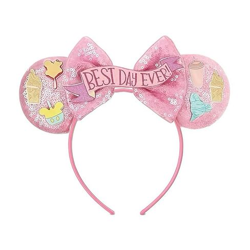 Mouse Ear Headband for Women – Champagne Gold & Leopard Print Sequined Bow, Sparkly Shiny Ears for Theme Park, Cosplay, Party & Costume Accessories in Saudi Arabia