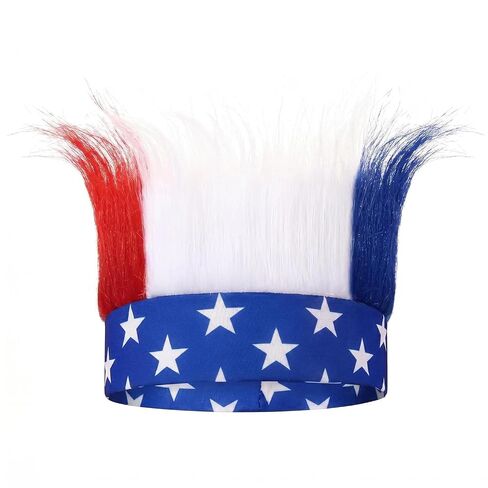 SHANPIN Red, White & Blue Troll Wig Hat & Costume Accessory USA Headdress & Sweatband for 4th of July, Memorial Day, Sports Events, Parties, Cosplay, and Halloween in Saudi Arabia