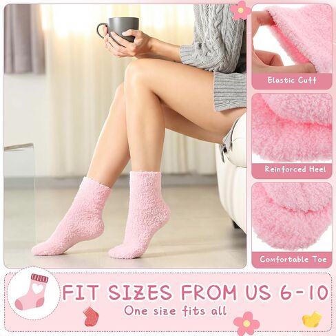 Cuffbow 48 Pairs Fuzzy Socks Bulk for Women Fluffy Sleeping Slipper Soft Socks for Indoor Easter Day Gifts in Saudi Arabia