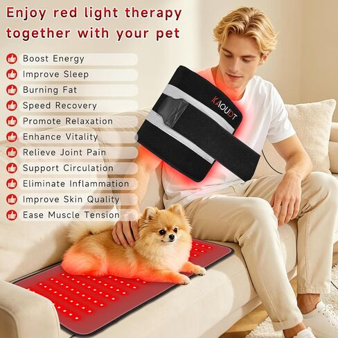 Red Light Therapy Mat for Body, 24" x 12" FSA Eligible HSA Red Light Therapy Pad for Back Pain, 660nm & 850nm Infrared Light Belt for Joint/Muscle, Medical-Grade TPU Light Wrap with Timer(Black) in Saudi Arabia