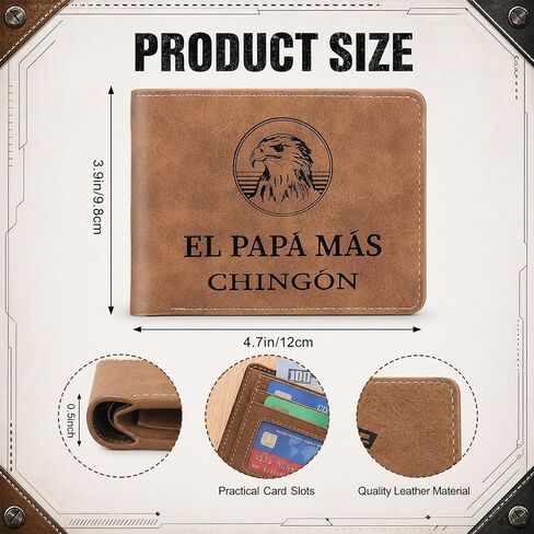 مجموعة هدايا Dia Del Padre Regalo للأب المكسيكي من 4 قطع، محفظة جلدية El Papa Mas Chingon، قلم متعدد الأدوات، سلسلة مفاتيح، بطاقة أدوات للرجال والجد في عيد ميلاد الأب in Kuwait