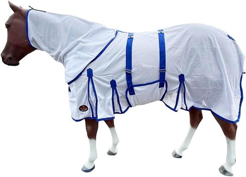 HILASON 78 Inches Horse Fly Sheet With Neck Cover Ultra Violet Rays Protect Mesh Bug Mosquito Summer Spring | Fly Sheet | Horse Turnout Sheet | Fly Sheet for Horses | Bug and Mosquito Protection | Fly in Kuwait