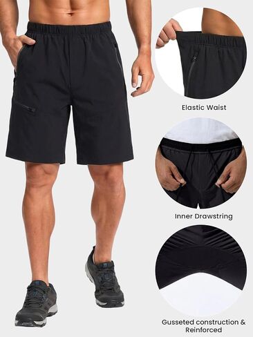 Men's Hiking Cargo Shorts Water Resistant Lightweight Quick Dry Work Shorts Outdoor Fishing Golf 4 Zipper Pockets in Saudi Arabia