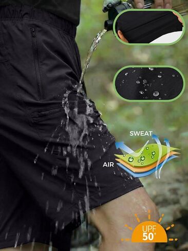 Men's Hiking Cargo Shorts Water Resistant Lightweight Quick Dry Work Shorts Outdoor Fishing Golf 4 Zipper Pockets in Saudi Arabia