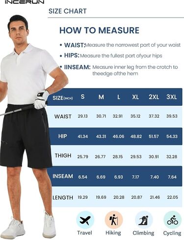 Men's Hiking Cargo Shorts Water Resistant Lightweight Quick Dry Work Shorts Outdoor Fishing Golf 4 Zipper Pockets in Saudi Arabia
