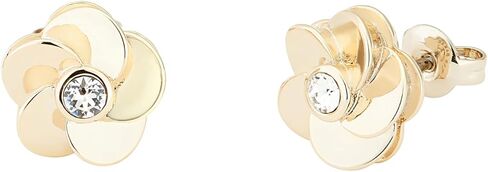 Ted Baker Pelipa Polished Flower Stud Earrings for Women (Gold/Crystal) in Kuwait