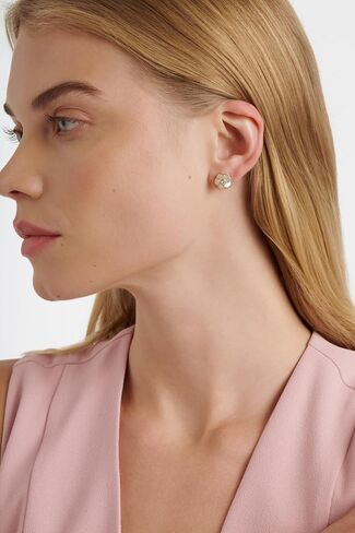 Ted Baker Pelipa Polished Flower Stud Earrings for Women (Gold/Crystal) in Kuwait