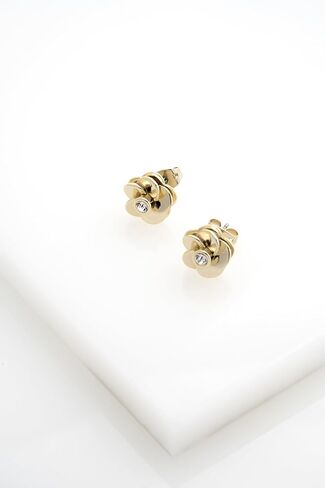 Ted Baker Pelipa Polished Flower Stud Earrings for Women (Gold/Crystal) in Kuwait