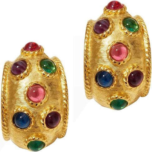 Flower Shape Stud Earrings, Resin Earrings, Gold Plated Cubic Zirconia Earrings for Women, Stainless Steel Stud Earrings, Chunky Gold Stud Earrings Colorful Earrings Vintage Jewelry in Kuwait