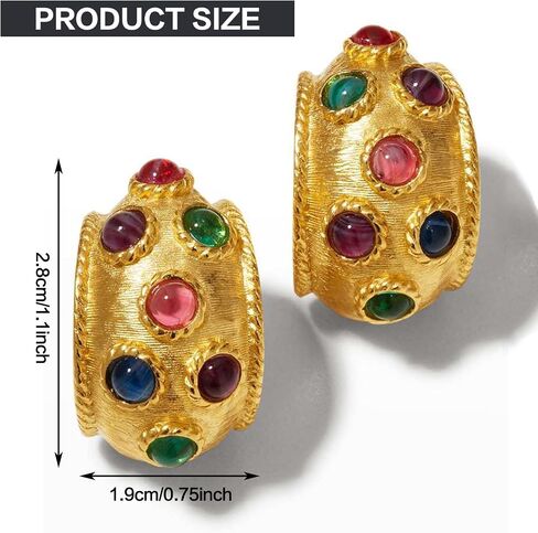 Flower Shape Stud Earrings, Resin Earrings, Gold Plated Cubic Zirconia Earrings for Women, Stainless Steel Stud Earrings, Chunky Gold Stud Earrings Colorful Earrings Vintage Jewelry in Kuwait