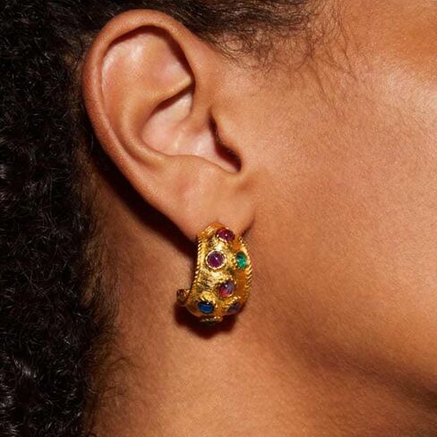 Flower Shape Stud Earrings, Resin Earrings, Gold Plated Cubic Zirconia Earrings for Women, Stainless Steel Stud Earrings, Chunky Gold Stud Earrings Colorful Earrings Vintage Jewelry in Kuwait