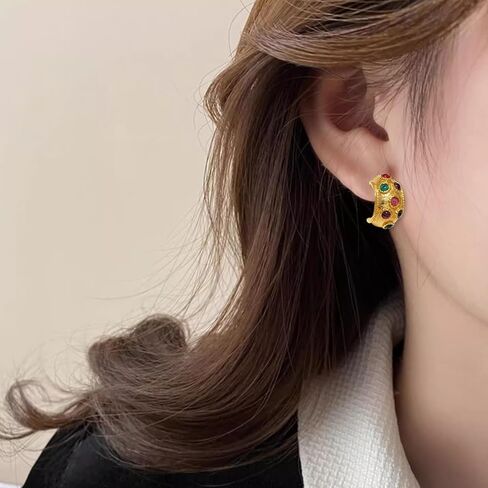 Flower Shape Stud Earrings, Resin Earrings, Gold Plated Cubic Zirconia Earrings for Women, Stainless Steel Stud Earrings, Chunky Gold Stud Earrings Colorful Earrings Vintage Jewelry in Kuwait