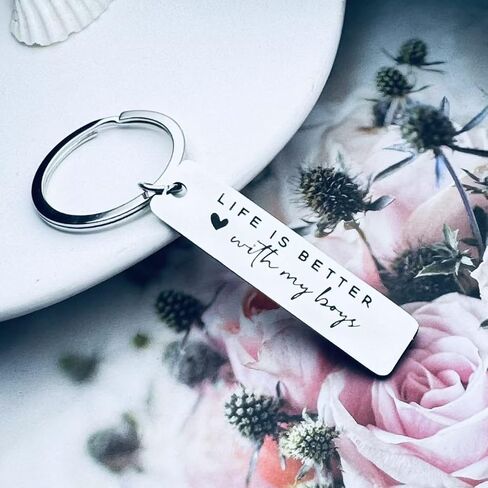 Jstud Inspirational Birthday Gift for Son from Mom Dad Life is Better with My Boys Keychain Graduation Gifts for Men in Saudi Arabia