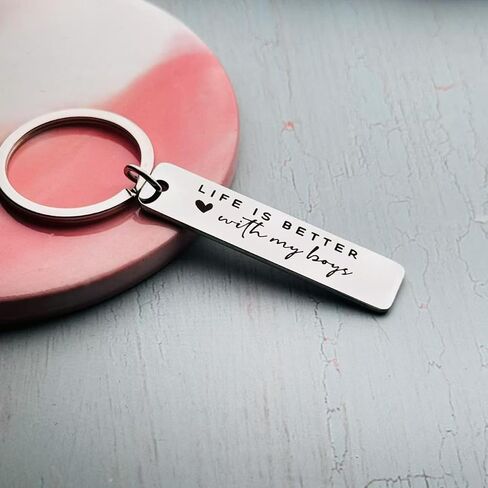 Jstud Inspirational Birthday Gift for Son from Mom Dad Life is Better with My Boys Keychain Graduation Gifts for Men in Saudi Arabia