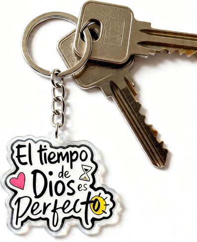 “El Tiempo de Dios es Perfecto" Keychain – Inspirational Spanish Bible Verse Acrylic Key Ring for Hispanic Christians, Moms & Faith Walkers – Perfect Bag Charm Gift for Mother’s Day in Kuwait