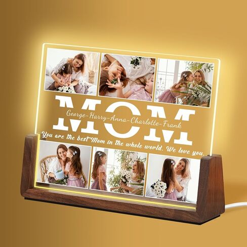 Personalized Fathers Day Birthday Gifts for Best Dad, Custom Acrylic Decor Plaque with Photos, Christmas Unique Gift for Best Dad from Daughter Son, Customized Husband Men Gifts from Wife Women in Kuwait