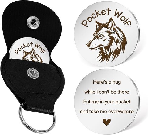 Wolf Themed Gifts Wolf Keychain Cute Animal Pocket Hug Token Emotional Support Gift Small Christmas Stocking Stuffers for Wolfs Lovers Boyfriend Girlfriend Son Daughter Best Friend in Saudi Arabia