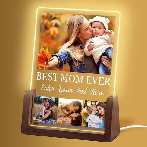Personalized Fathers Day Birthday Gifts for Best Dad, Custom Acrylic Decor Plaque with Photos, Christmas Unique Gift for Best Dad from Daughter Son, Customized Husband Men Gifts from Wife Women in Kuwait