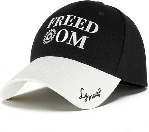 Black & White Freedom Embroidered Dad Hat, Vintage Graphic Baseball Cap, Adjustable Soft Cotton Trucker Hat, Unisex Fashion Streetwear Sun Protection Cap for Men Women, Daily Outdoor Sports Travel in Saudi Arabia