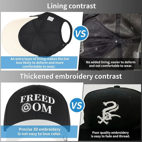 Black & White Freedom Embroidered Dad Hat, Vintage Graphic Baseball Cap, Adjustable Soft Cotton Trucker Hat, Unisex Fashion Streetwear Sun Protection Cap for Men Women, Daily Outdoor Sports Travel in Saudi Arabia