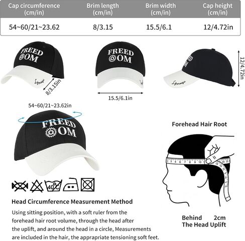 Black & White Freedom Embroidered Dad Hat, Vintage Graphic Baseball Cap, Adjustable Soft Cotton Trucker Hat, Unisex Fashion Streetwear Sun Protection Cap for Men Women, Daily Outdoor Sports Travel in Saudi Arabia