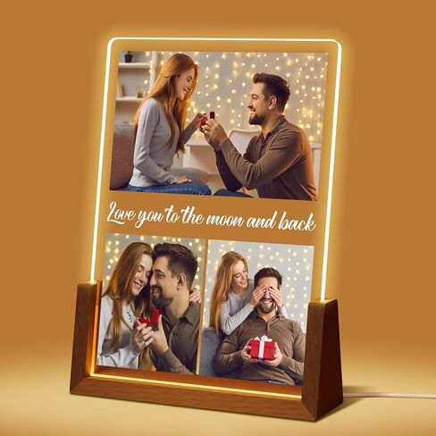 Personalized Fathers Day Birthday Gifts for Best Dad, Custom Acrylic Decor Plaque with Photos, Christmas Unique Gift for Best Dad from Daughter Son, Customized Husband Men Gifts from Wife Women in Kuwait