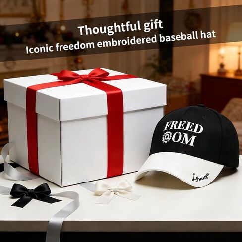 Black & White Freedom Embroidered Dad Hat, Vintage Graphic Baseball Cap, Adjustable Soft Cotton Trucker Hat, Unisex Fashion Streetwear Sun Protection Cap for Men Women, Daily Outdoor Sports Travel in Saudi Arabia