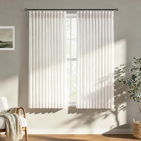 50 inch Linen Curtains 2 Panels Set for Window,Light Filtering Sheer Curtains 50 in Long,Modern Farmhouse Pinch Pleat Semi Sheer Soft Privacy Drapes in Saudi Arabia