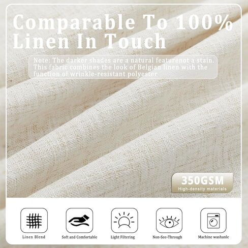 50 inch Linen Curtains 2 Panels Set for Window,Light Filtering Sheer Curtains 50 in Long,Modern Farmhouse Pinch Pleat Semi Sheer Soft Privacy Drapes in Saudi Arabia