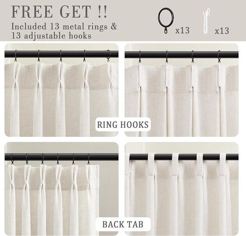 50 inch Linen Curtains 2 Panels Set for Window,Light Filtering Sheer Curtains 50 in Long,Modern Farmhouse Pinch Pleat Semi Sheer Soft Privacy Drapes in Saudi Arabia