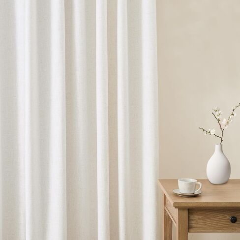 50 inch Linen Curtains 2 Panels Set for Window,Light Filtering Sheer Curtains 50 in Long,Modern Farmhouse Pinch Pleat Semi Sheer Soft Privacy Drapes in Saudi Arabia