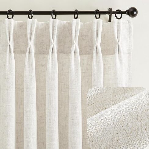 50 inch Linen Curtains 2 Panels Set for Window,Light Filtering Sheer Curtains 50 in Long,Modern Farmhouse Pinch Pleat Semi Sheer Soft Privacy Drapes in Saudi Arabia