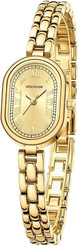 HOLSTOUR Women's Vintage Oval Small Face Wrist Watch | 30M Waterproof, Elegant Dress Quartz, Roman Numerals, Shiny Jewelry Clasp Bracelet in Saudi Arabia