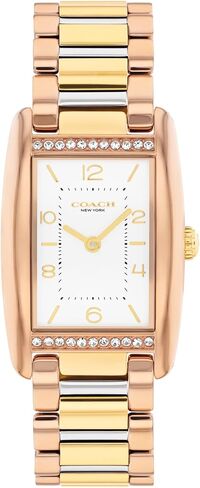 COACH Reese Women’s Quartz Watch – 2-Hand Analog Movement – Tri-Tone Link Bracelet – Tank Shape Case with Crystals - Gift for Her - 24mm in Kuwait