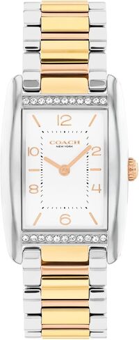 COACH Reese Women’s Quartz Watch – 2-Hand Analog Movement – Tri-Tone Link Bracelet – Tank Shape Case with Crystals - Gift for Her - 24mm in Kuwait