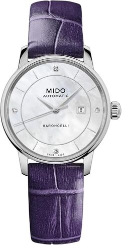 MIDO Baroncelli Signature Lady Colors - ساعة سويسرية أوتوماتيكية للنساء - مينا أبيض - هيكل 30 ملم - 5 أحزمة جلدية مختلفة الألوان وحقيبة حمل متضمنة - M0372071610600 in Kuwait