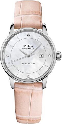 MIDO Baroncelli Signature Lady Colors - ساعة سويسرية أوتوماتيكية للنساء - مينا أبيض - هيكل 30 ملم - 5 أحزمة جلدية مختلفة الألوان وحقيبة حمل متضمنة - M0372071610600 in Kuwait