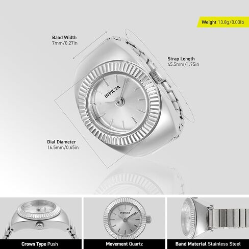 Invicta Mini Lady Ring 16.5mm Stainless Steel Steel Silver dial VC00 Quartz in Kuwait