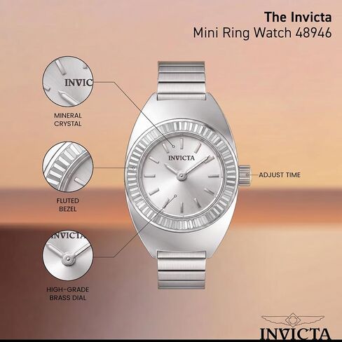 Invicta Mini Lady Ring 16.5mm Stainless Steel Steel Silver dial VC00 Quartz in Kuwait