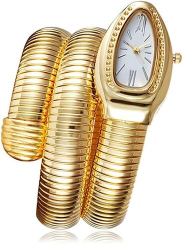 ZJchao Women Watch Fashion Snake Shape Bangle Watch Elegant Durable Comfortable Timepiece for Casual Work Office Party Gold Stainless Steel in Saudi Arabia