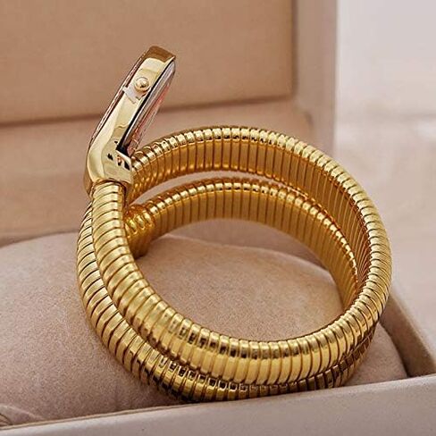 ZJchao Women Watch Fashion Snake Shape Bangle Watch Elegant Durable Comfortable Timepiece for Casual Work Office Party Gold Stainless Steel in Saudi Arabia