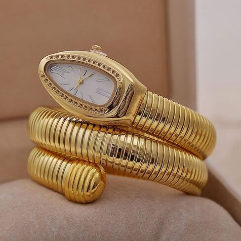ZJchao Women Watch Fashion Snake Shape Bangle Watch Elegant Durable Comfortable Timepiece for Casual Work Office Party Gold Stainless Steel in Saudi Arabia