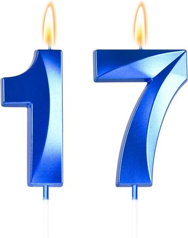 Big 2.76 inch Blue 17 Birthday Candle 17th Birthday Decorations for Boys, 17th Birthday Candles for Bruh Im 17 Birthday Decorations,Number 17 Candles in Saudi Arabia