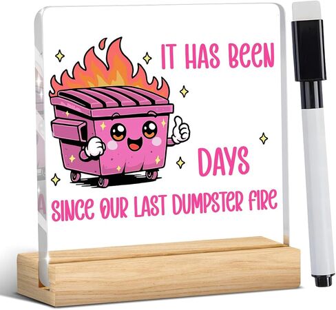 Dumpster Fire Desk Decor, Dumpster Fire Desk Accessories, Funny Office Decor, Coworker Gifts, Inspirational Gifts for Women Men Boss Friend, Acrylic Plaque for Home Office Tabletop Shelf in Kuwait