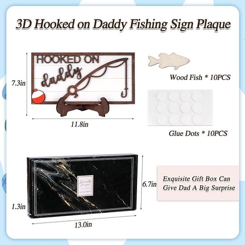 Personalized Dad Fishing Gift, Wood Sign with Stand for Fishing Dad, Fathers Day Plaque Gift with Family Names, Birthday Gifts for Daddy From Daughter Son Wife (Brown-Daddy) in Saudi Arabia