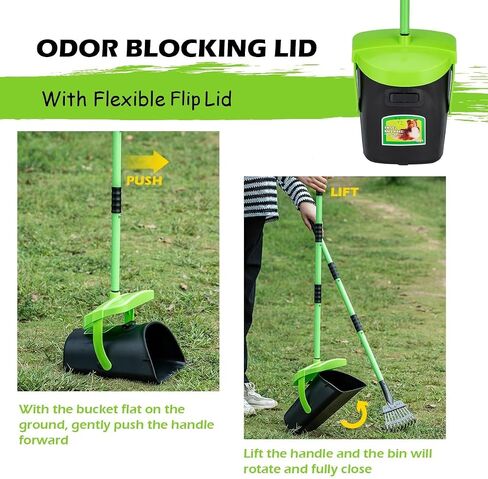 MXF Pooper Scooper Swivel Bin & Rake Kit with 20 Waste Bags, 36.6" Long Handle Adjustable Portable Non-Breakable Dog Pooper Scooper for Large Medium Small Dogs, Poop Scooper for Lawn Yard Dog Kennel in Saudi Arabia